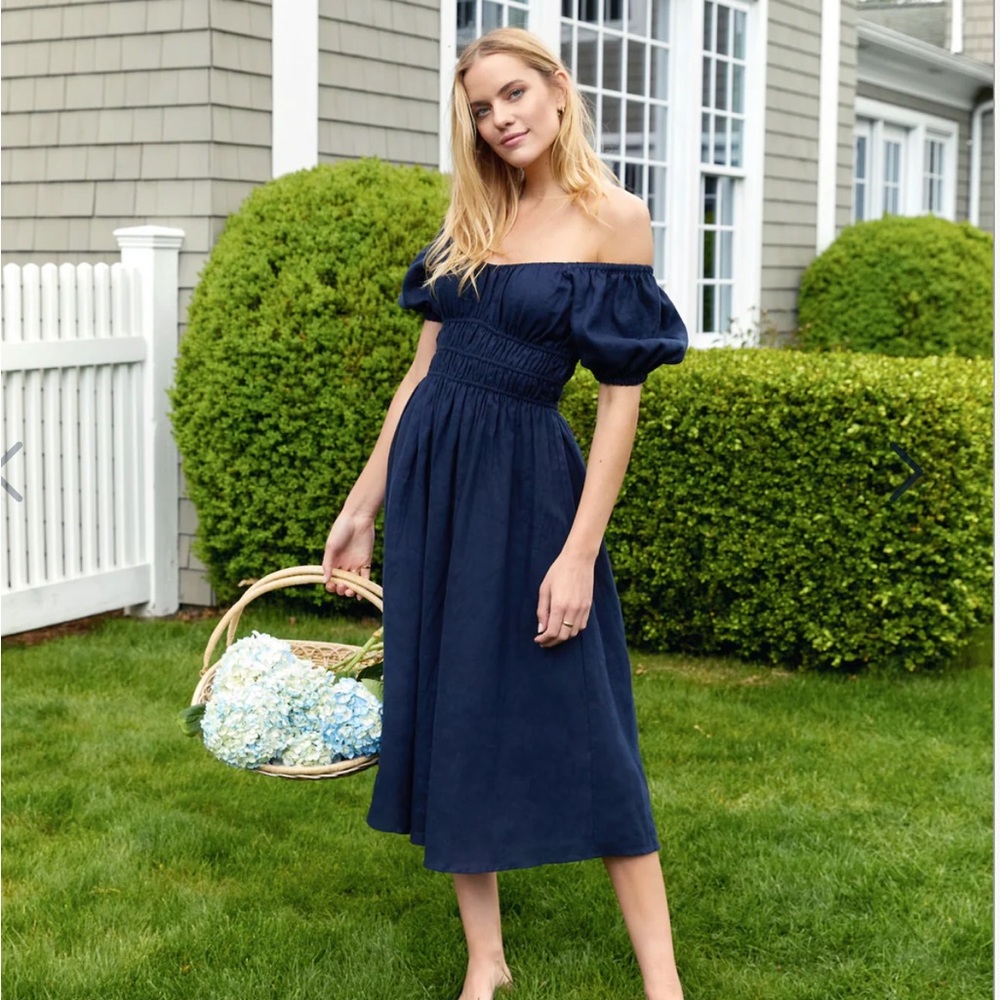 Everyone loves the Weekend Positano Navy Midi Dress - 100% Linen & cotton lining
